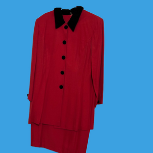 Perceptions Red Long Sleeve Dress with Black Accents